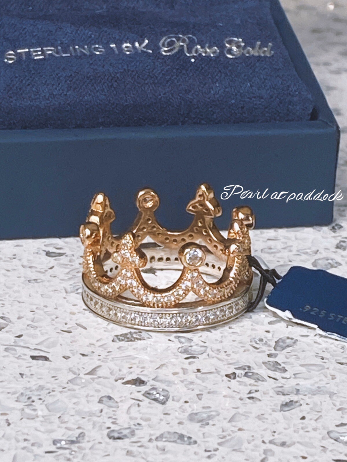 New Authentic Crislu Crown Sterling & Rose Gold Cz Ring W/ Gift Box 52 Size 6