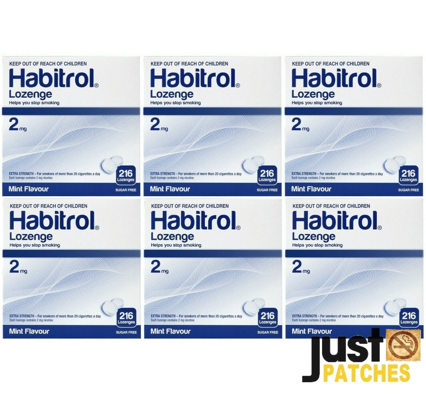 Habitrol Nicotine Lozenge 2mg MINT (1296 total pieces, 6 boxes) NEW 08/2027