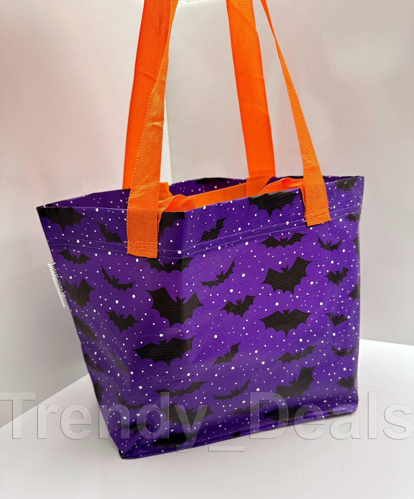 Ikea HÖSTAGILLE KUSTFYR Bag, Lilac Purple, Bats Pattern 10 ¾x7x10 ¾\