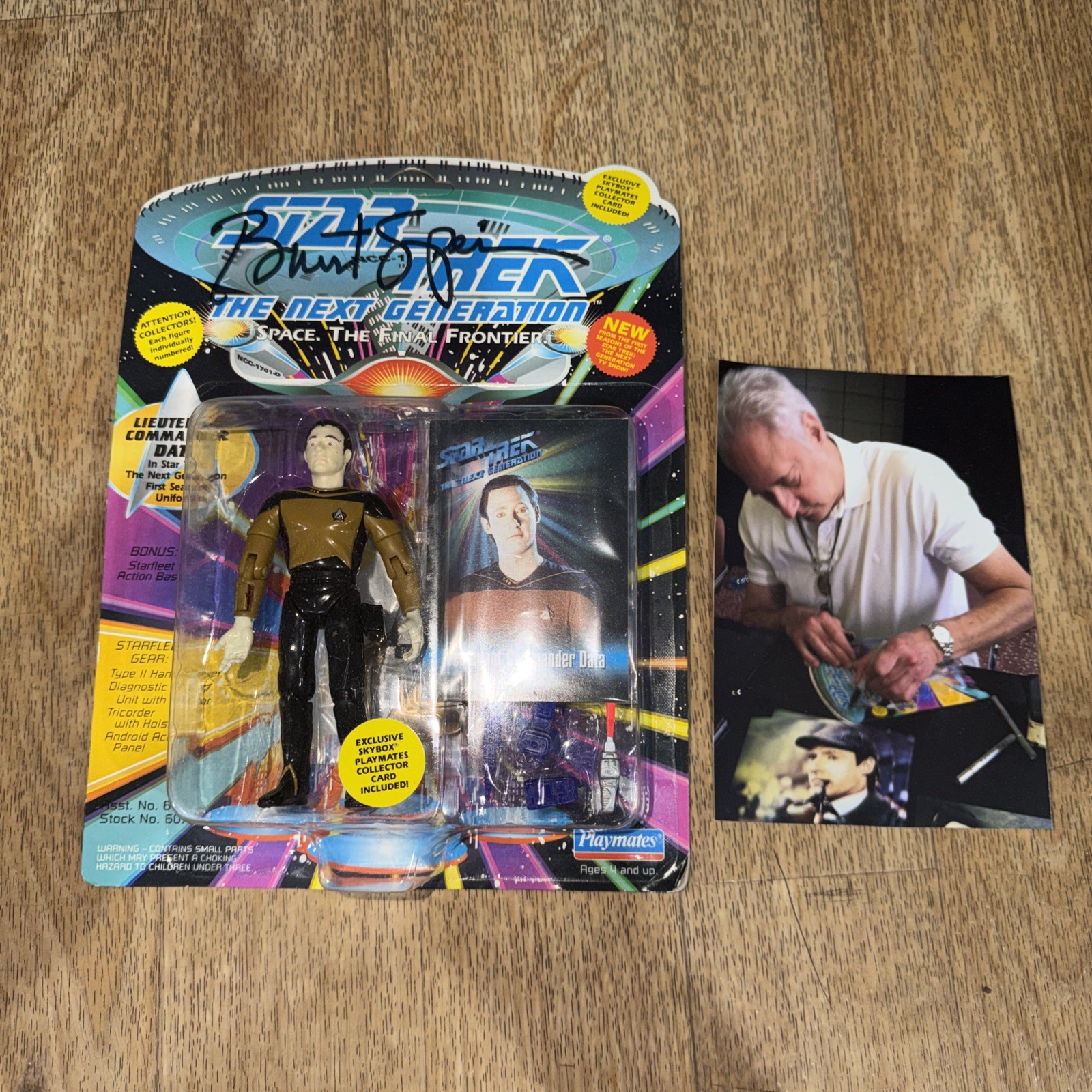 1993 Playmates StarTrek Next Generation LT. Comdr. Data Figure Autograph W/photo
