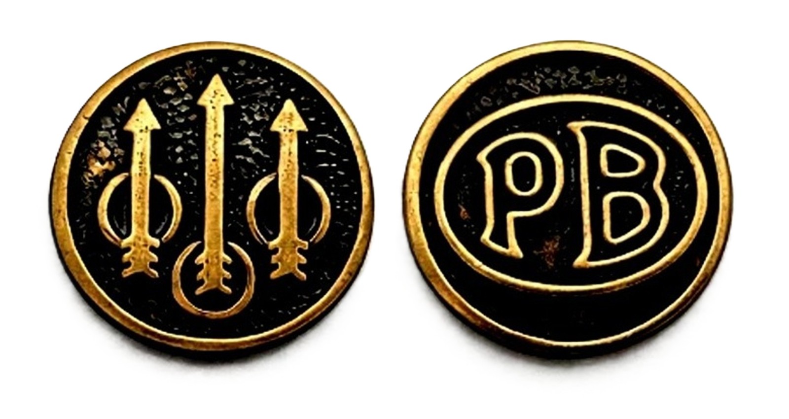 Beretta PB Trident Brass Grip Beretta Medallions Pair – Pistol Grip Inlay Set