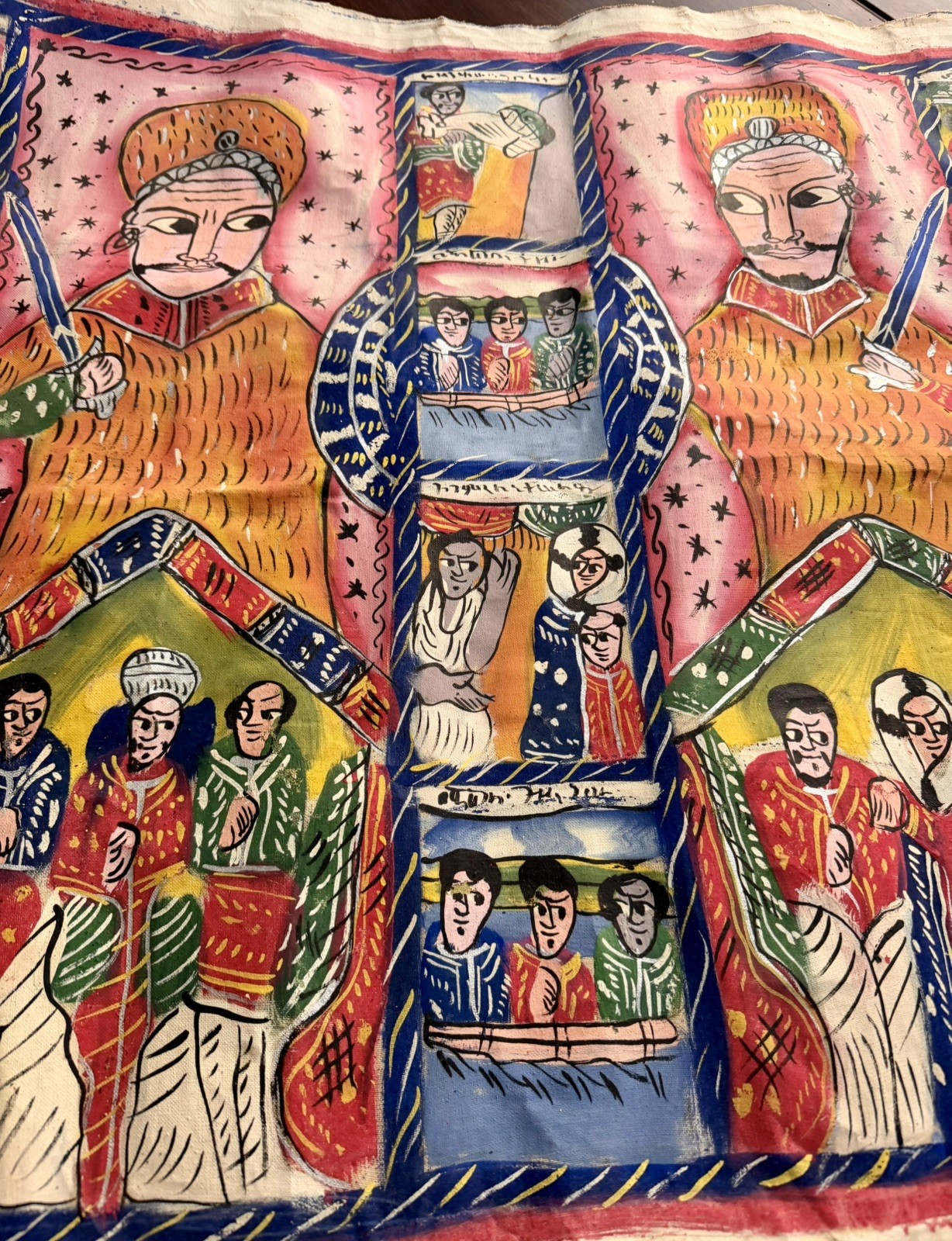 Ethiopian Vintage Panel Painting Solomon & Sheba? 70\'s Canvas Folk Art 26\ Ethiopian Vintage Panel Painting Solomon & Sheba? 70\'s Canvas Folk Art 26\