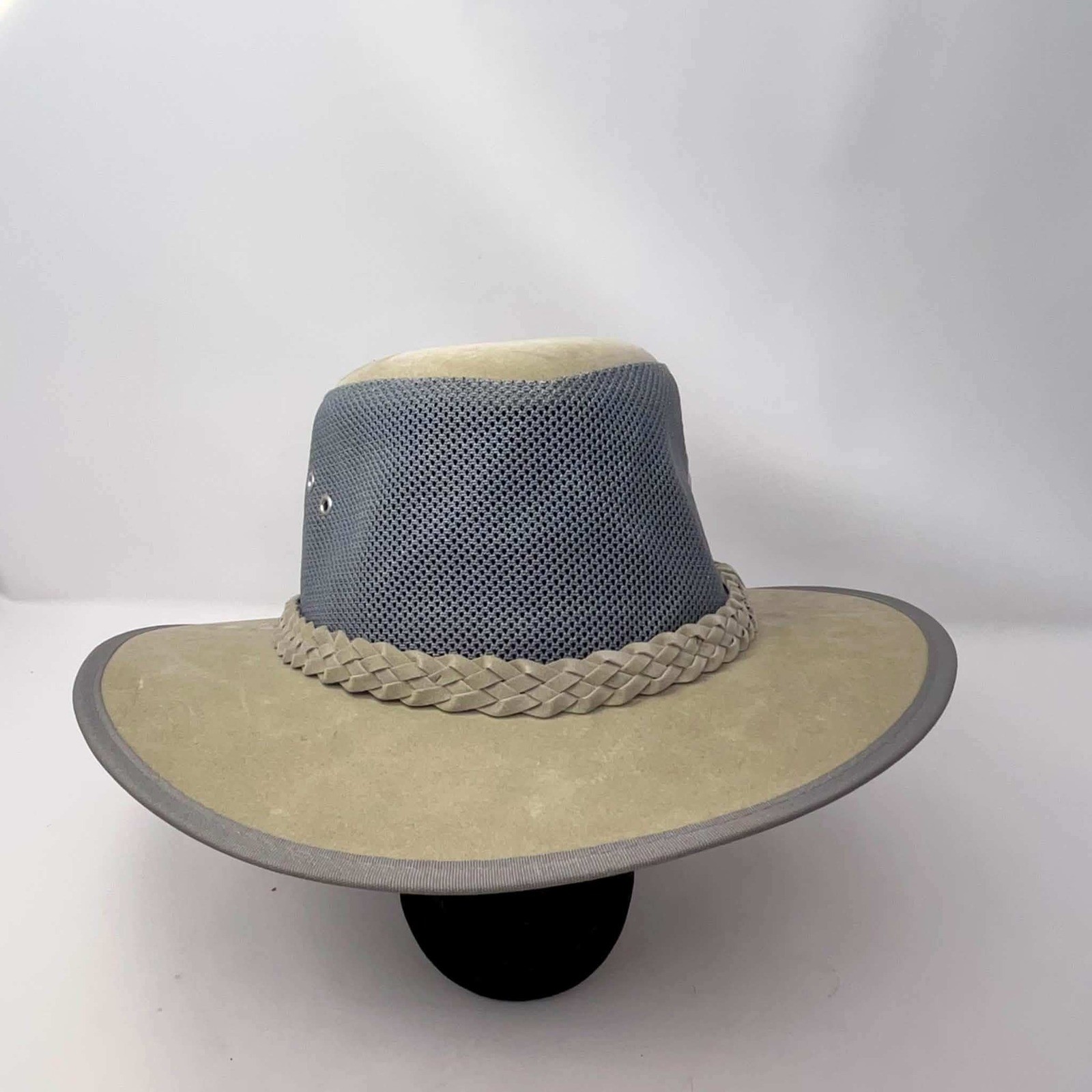 Dorfman Pacific DPC Mens L XL Outback Safari Hat Tan Gray Mesh Braided Band