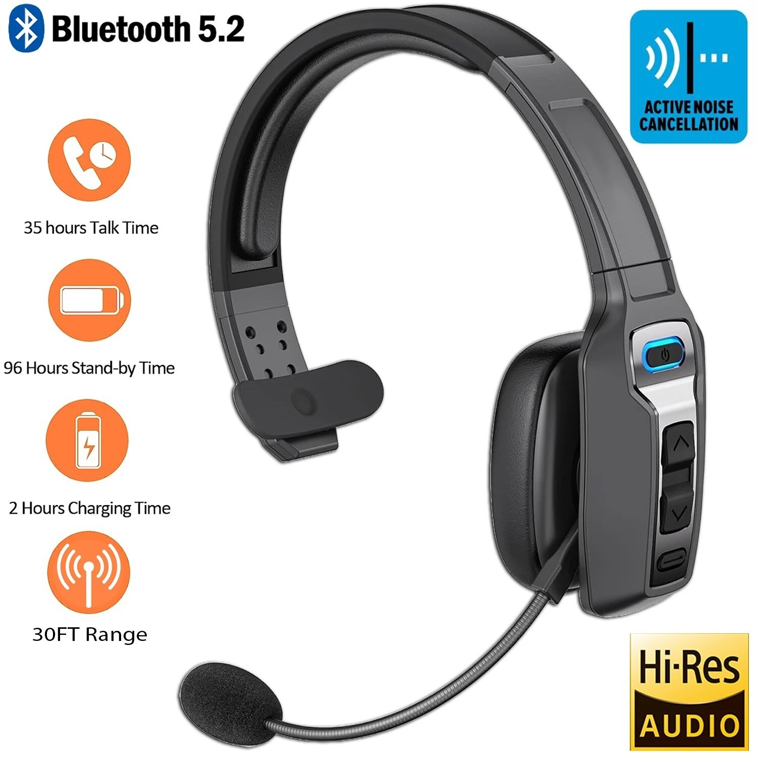 AI Trucker Headset Wireless Bluetooth 5.2 Noise Cancelling Mic For Phones PC US AI Trucker Headset Wireless Bluetooth 5.2 Noise Cancelling Mic For Phones PC US