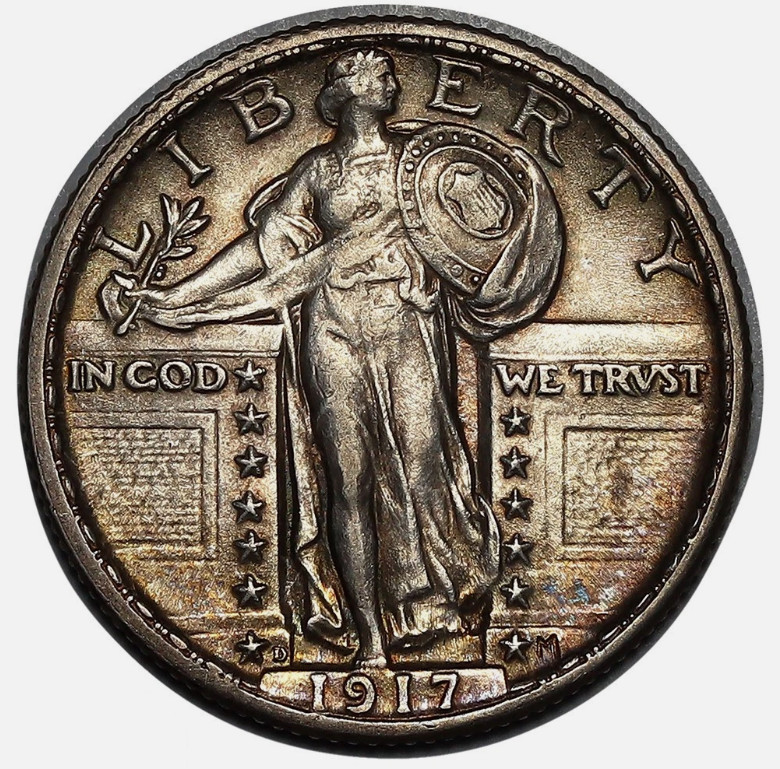 1917-D Standing Liberty Quarter Type 2, Key Denver Date, Choice AU++ 1917-D Standing Liberty Quarter Type 2, Key Denver Date, Choice AU++