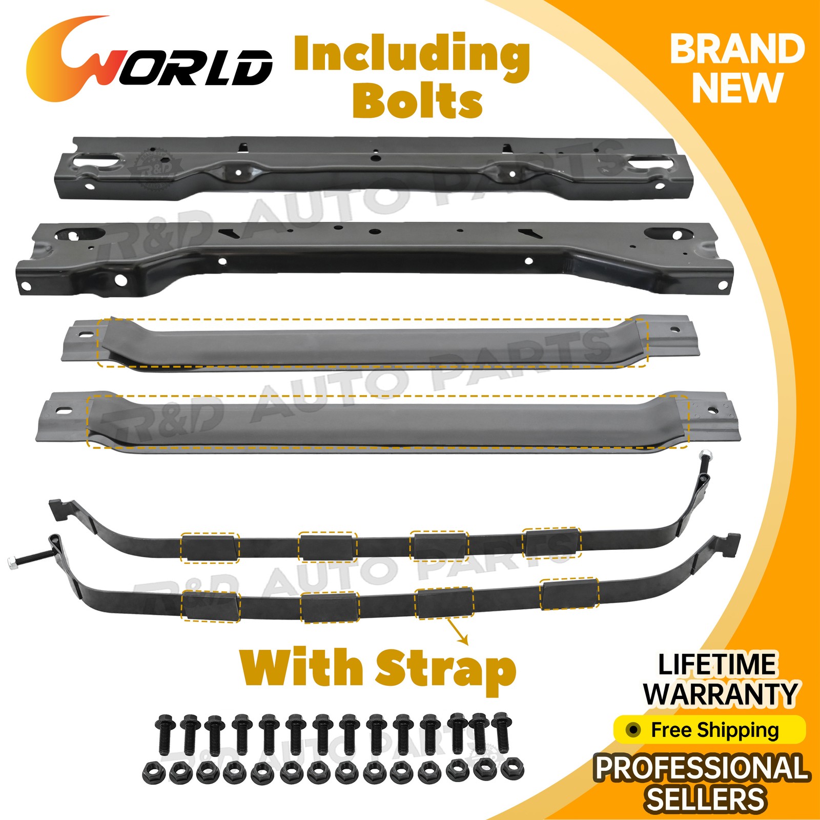 For Ford F150 F250 F350 1980-1996 Rear Tank Rear Crossmembers With Strap Pair 