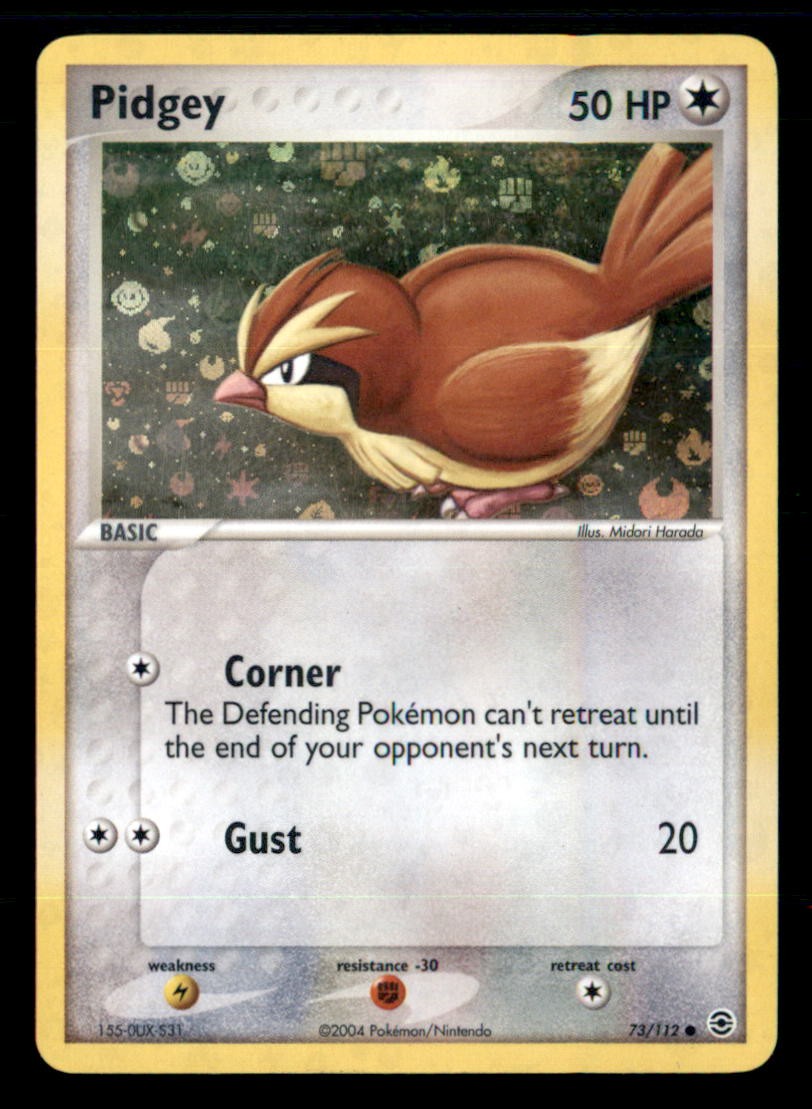 POKEMON PIDGEY 73/112 COMMON FIRERED & LEAFGREEN REVERSE HOLO NM/M 2004 POKEMON PIDGEY 73/112 COMMON FIRERED & LEAFGREEN REVERSE HOLO NM/M 2004