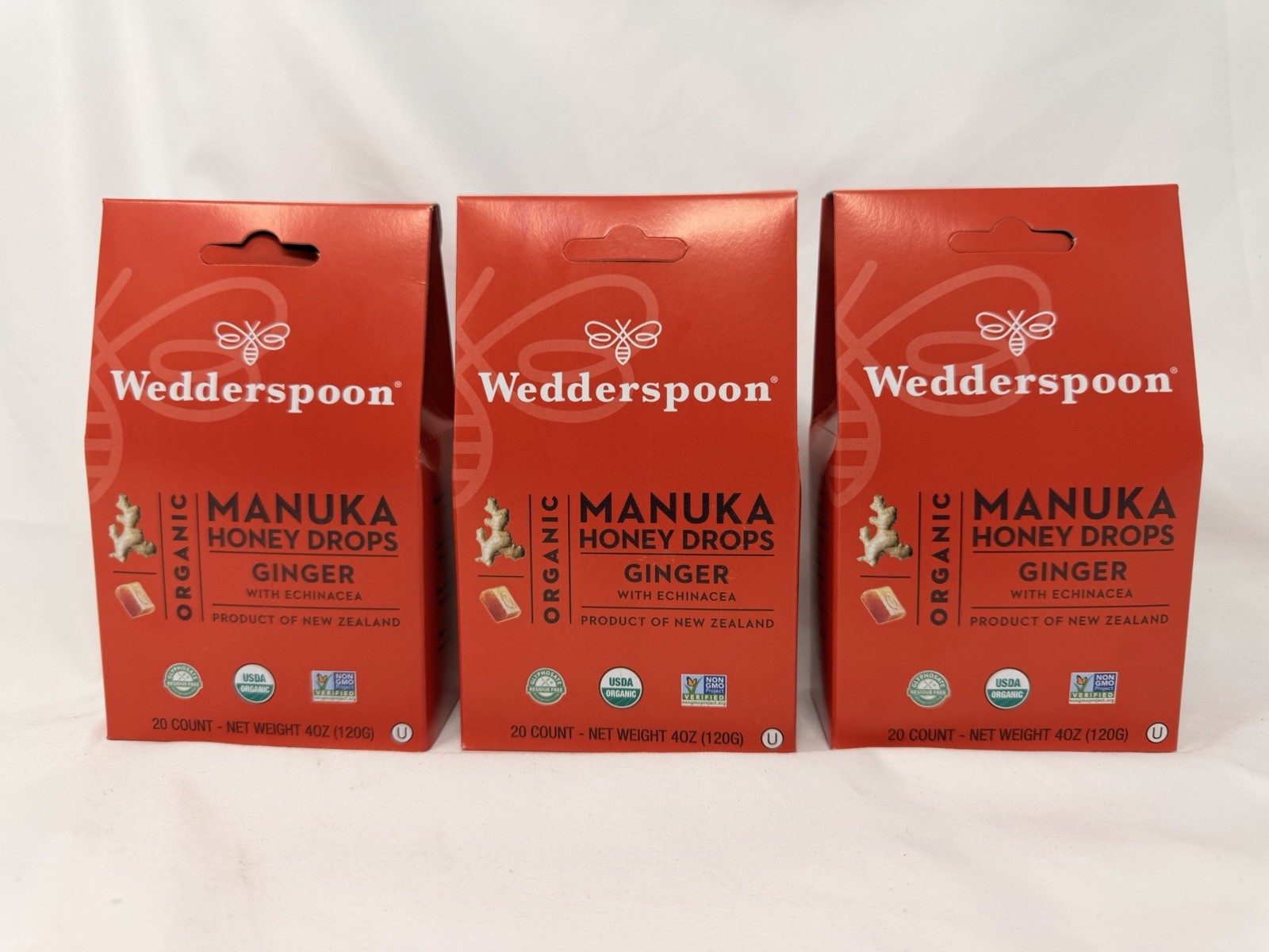 Wedderspoon Organic Manuka Honey Drops Ginger Echinacea 20 Drops/Pack (3 Pack) Wedderspoon Organic Manuka Honey Drops Ginger Echinacea 20 Drops/Pack (3 Pack)