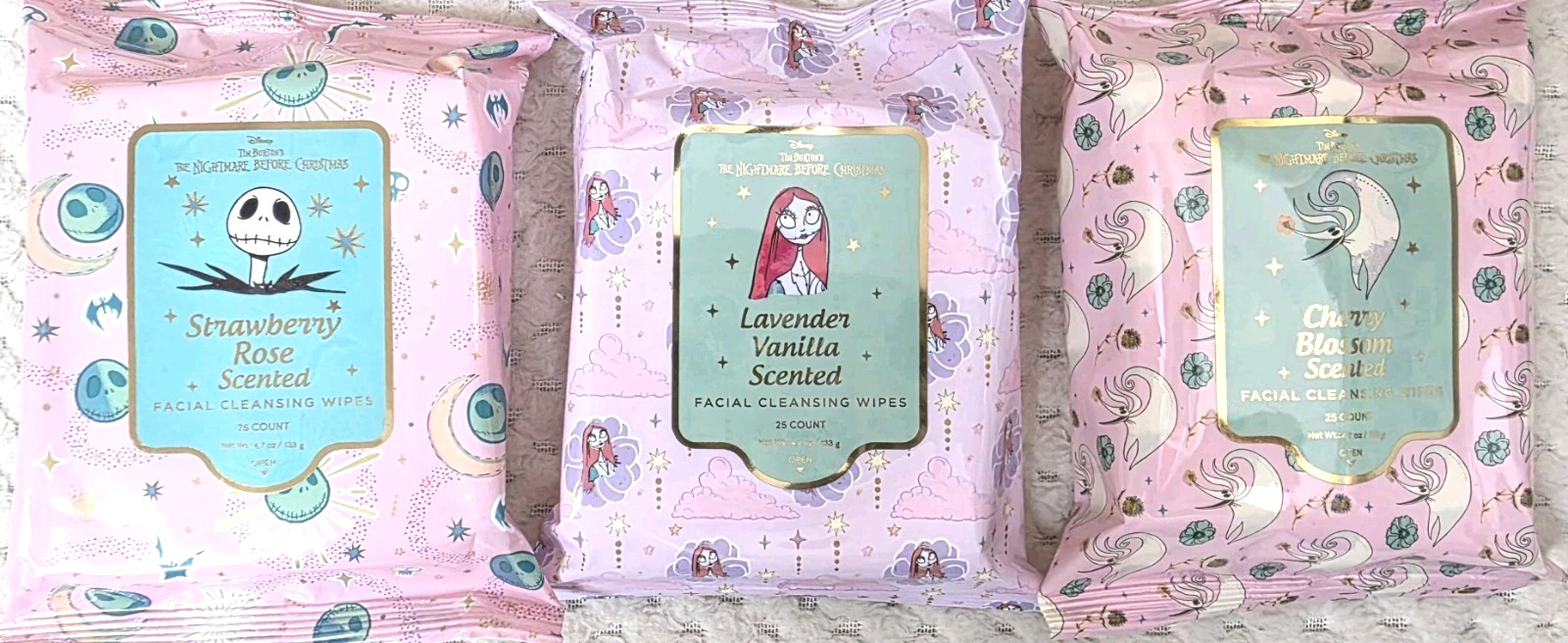 Disney's Nightmare Before Christmas Facial Cleansing Wipes x3 Jack Sally Zero 