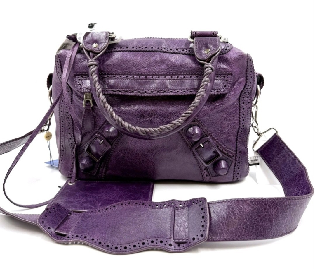 Balenciaga Agneau Motocross Giant Covered Metro Bag Purple Shoulder Bag Balenciaga Agneau Motocross Giant Covered Metro Bag Purple Shoulder Bag