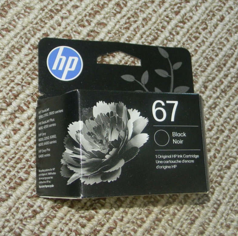 New Genuine HP 67 Black Ink Cart in SEALED Retail Box EXP 03/2028 
