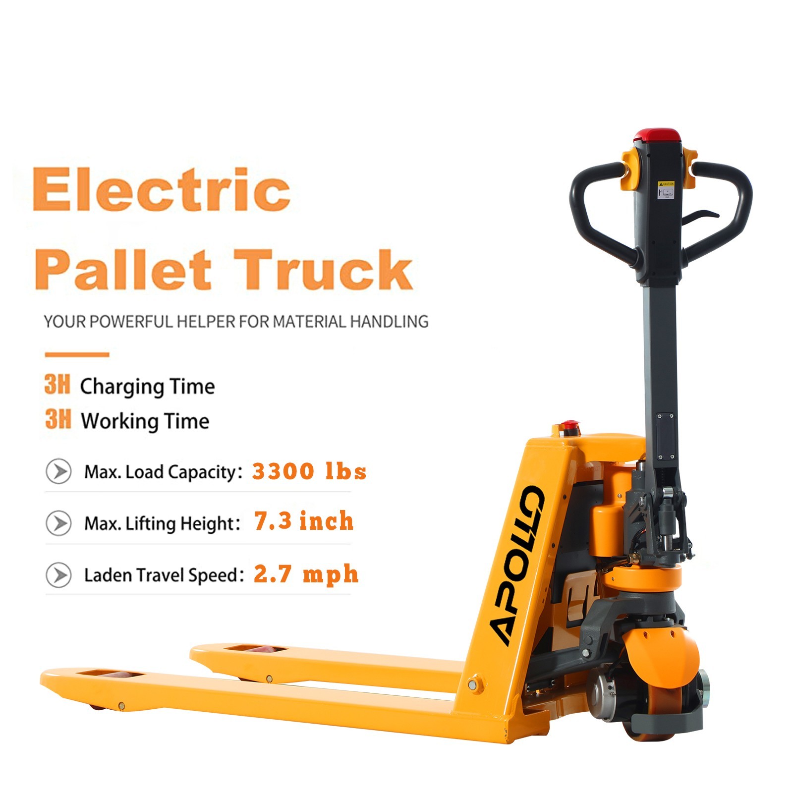 APOLLOLIFT Electric Pallet Jack Lithium Battery Pallet Truck 3300lb 48\