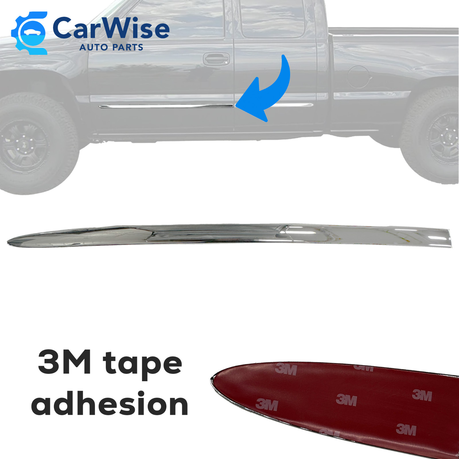 Left or Right Front Door Molding For 1999-2007 GMC Sierra & Chevrolet 15744371 Left or Right Front Door Molding For 1999-2007 GMC Sierra & Chevrolet 15744371