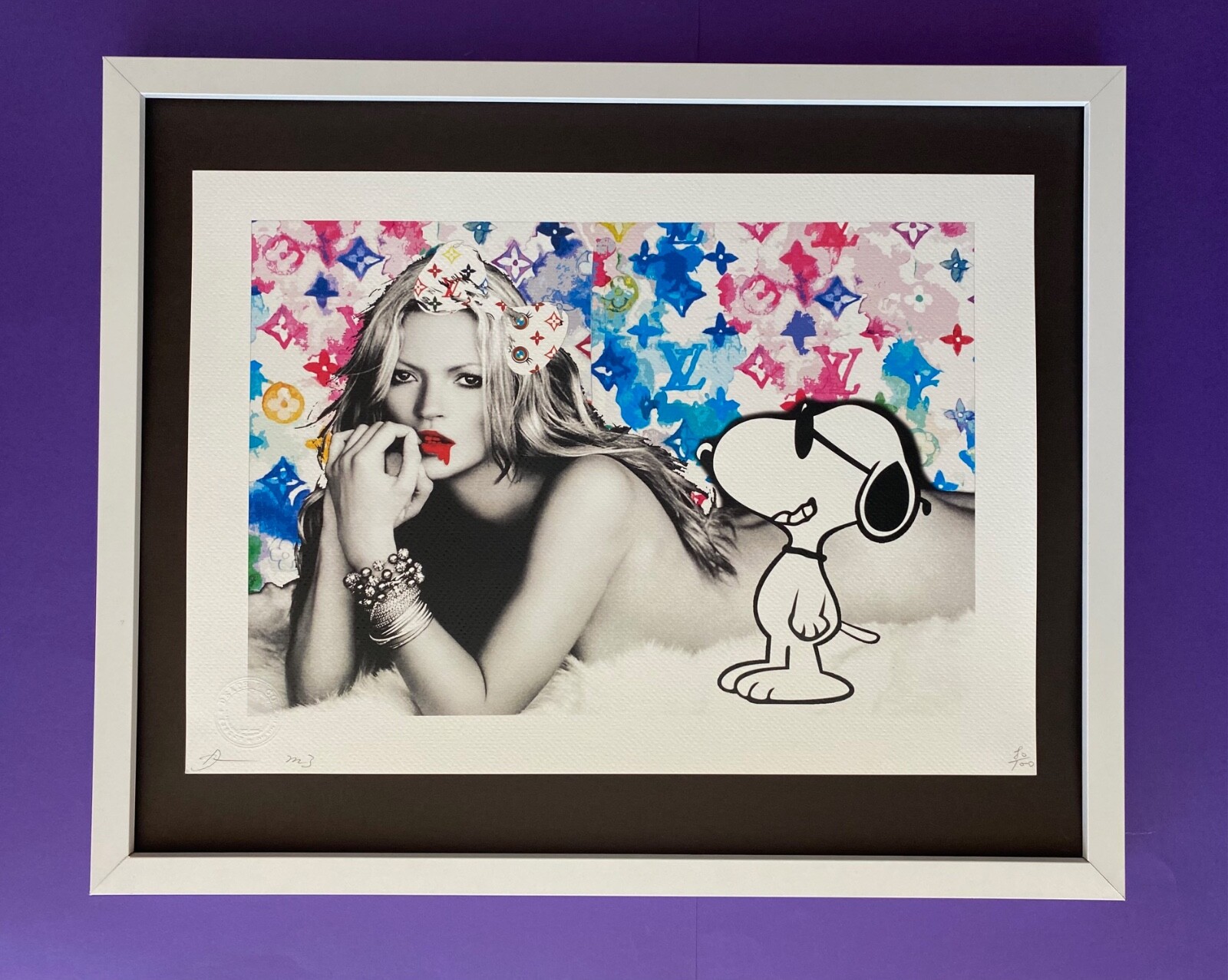DEATH NYC Hand Signed LARGE Print Framed 16x20in COA KATE MOSS SNOOPY MURAKAMI & DEATH NYC Hand Signed LARGE Print Framed 16x20in COA KATE MOSS SNOOPY MURAKAMI &