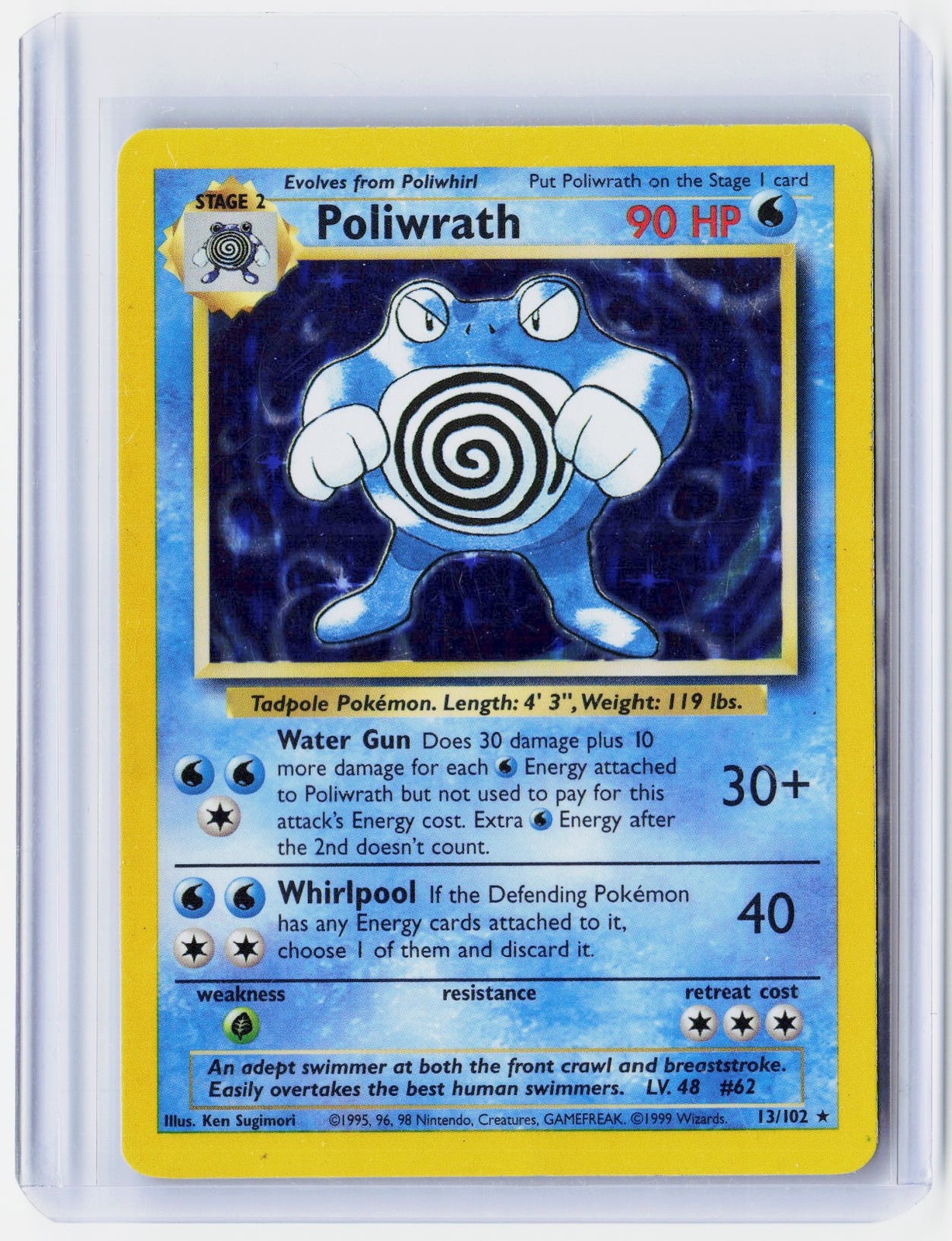 1999 Pokemon Unlimited Poliwrath #13/102 Set Rare Holo 1999 Pokemon Unlimited Poliwrath #13/102 Set Rare Holo