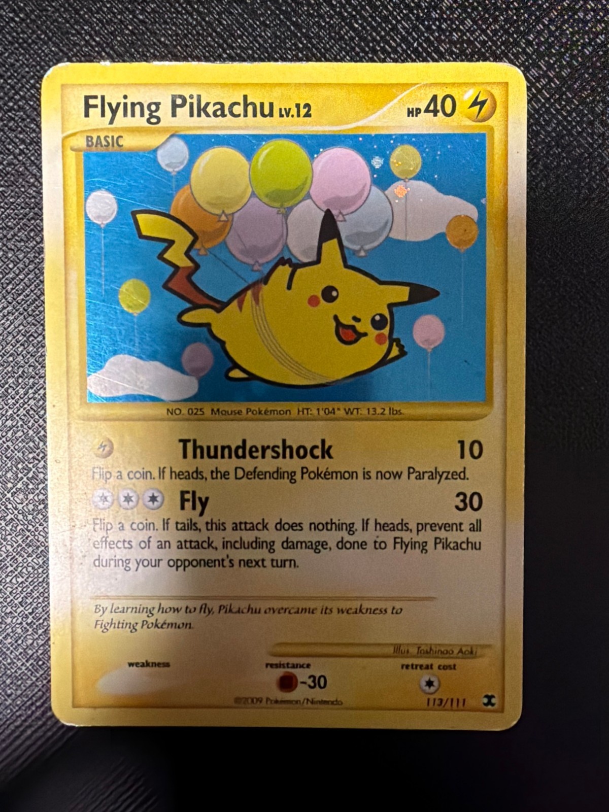 Flying Pikachu 113/111 2009 Platinum Rising Rivals Secret Rare Holo Flying Pikachu 113/111 2009 Platinum Rising Rivals Secret Rare Holo
