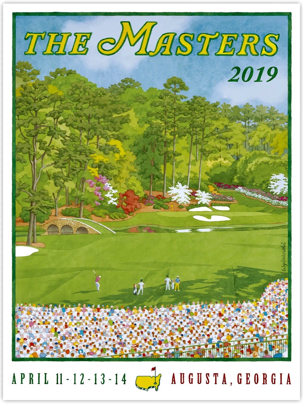 Official 2019 Masters Tournament Golf Poster 18\