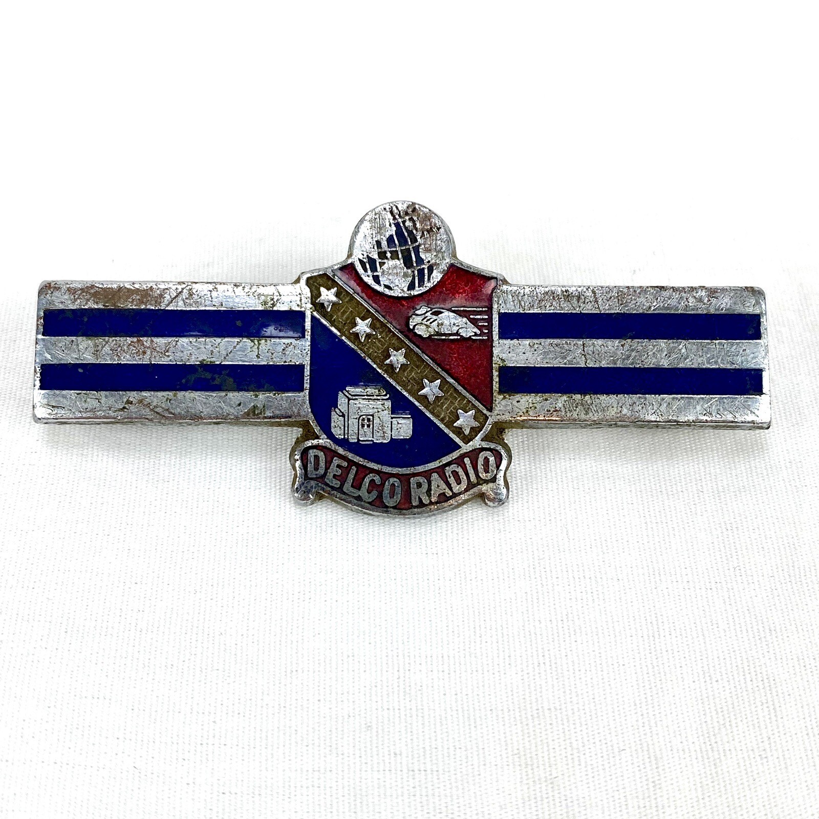 Vtg 1920s-30s DELCO RADIO Emblem Badge Logo Nameplate Ornament RARE Vtg 1920s-30s DELCO RADIO Emblem Badge Logo Nameplate Ornament RARE