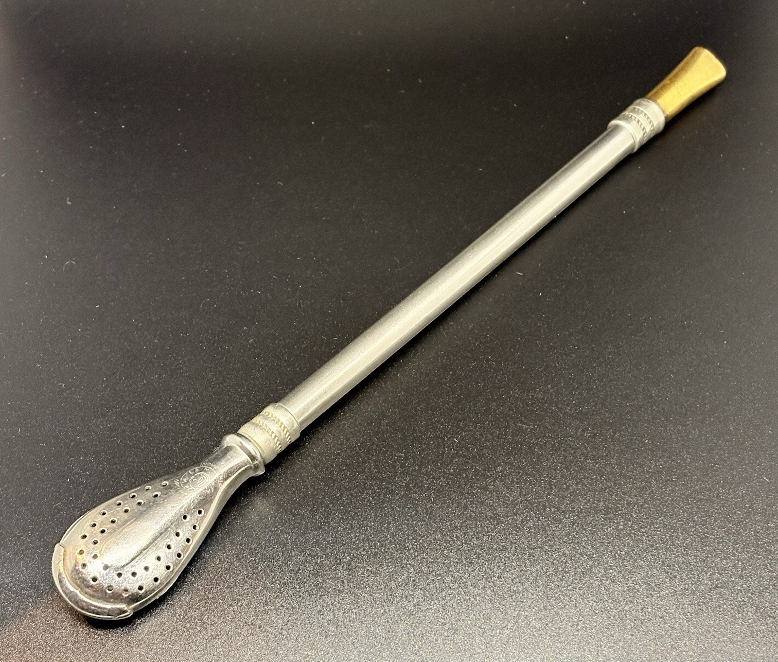 Vintage Mate Bombilla Straw Stainless Steel 18/8 w 18K Gold 3% Mouthpiece