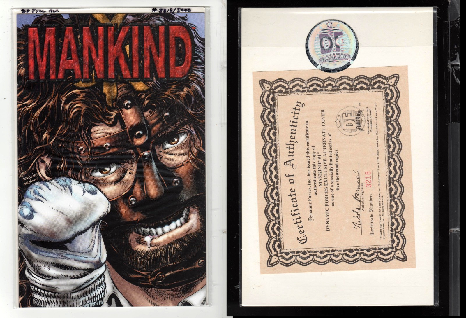 Mankind #1 (9.6/9.8 NM+)  1999 Chaos Comics Dynamic Forces Exclusive Cover COA