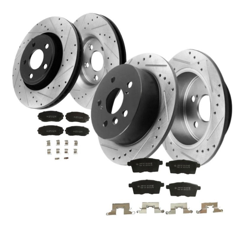 12.60inch Front Rear Drilled Slotted Rotor Ceramic Brake Pad Fit Mazda CX-9 2009 12.60inch Front Rear Drilled Slotted Rotor Ceramic Brake Pad Fit Mazda CX-9 2009