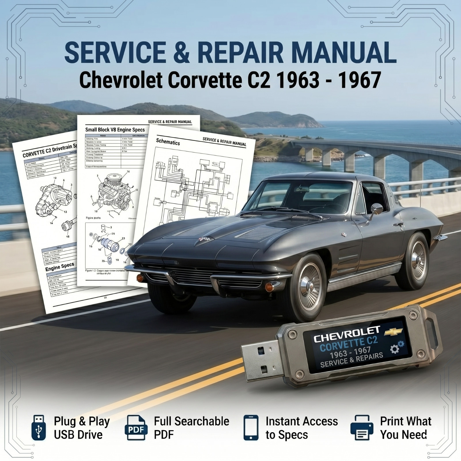 CHEVROLET CORVETTE C2 1963 1964 1965 1966 1967 SERVICE REPAIR WORKSHOP MANUAL