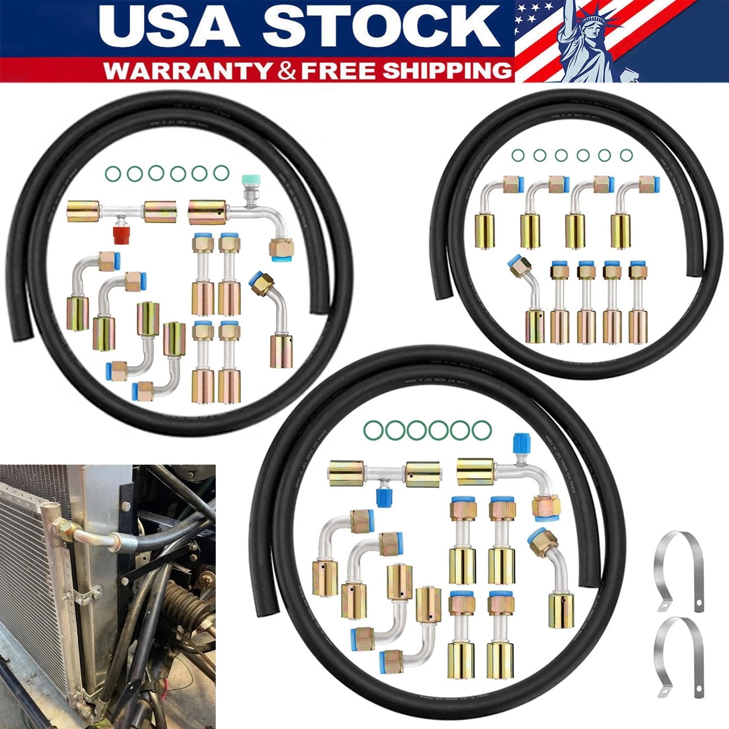 54pcs Universal Air Conditioning Hose and Fitting Kit, 6.5ft #6 #8 #10 AC Hoses