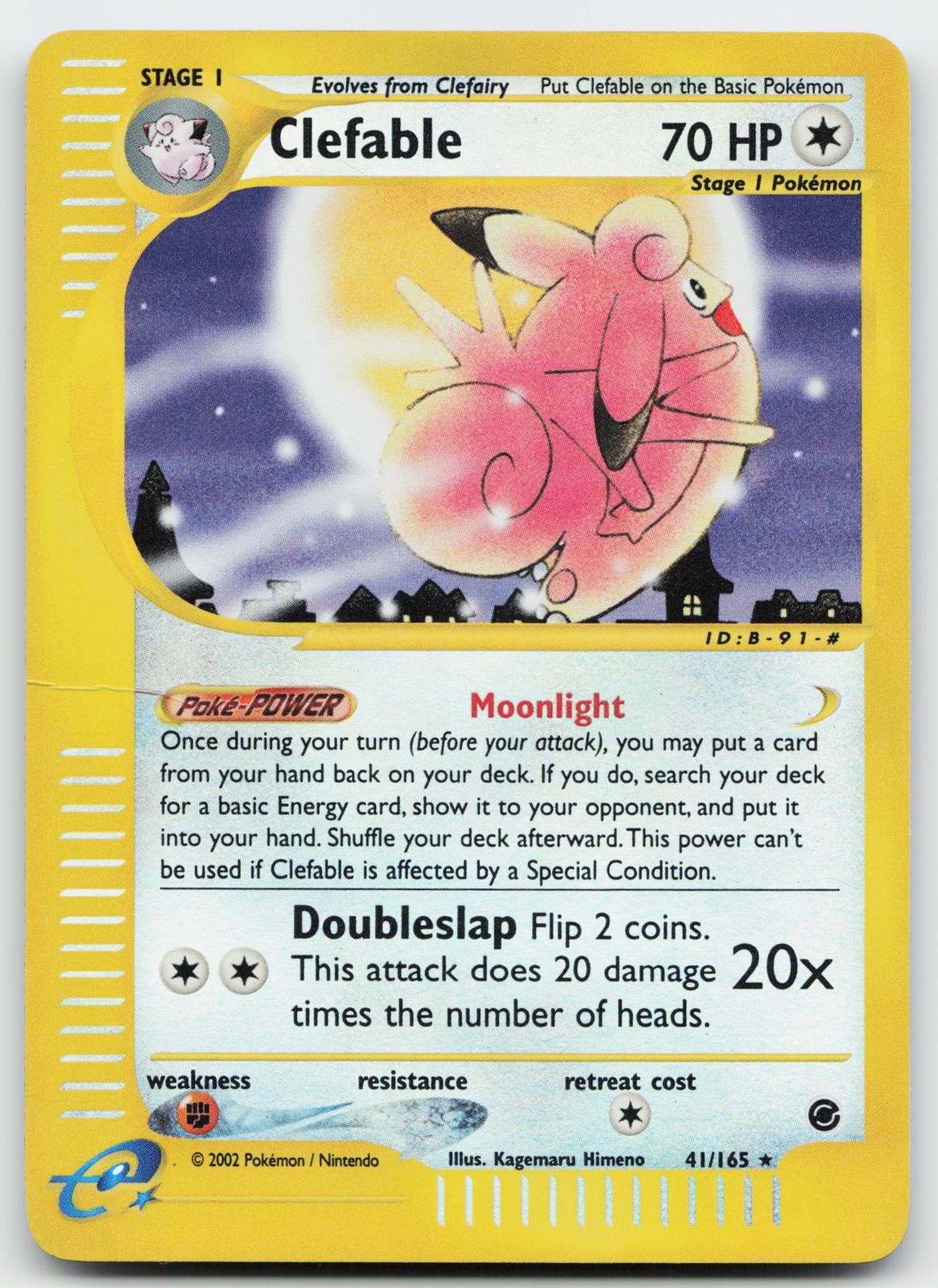 Clefable 41/165 Rare Expedition Base Set Pokemon Reverse Holo Lightly Played