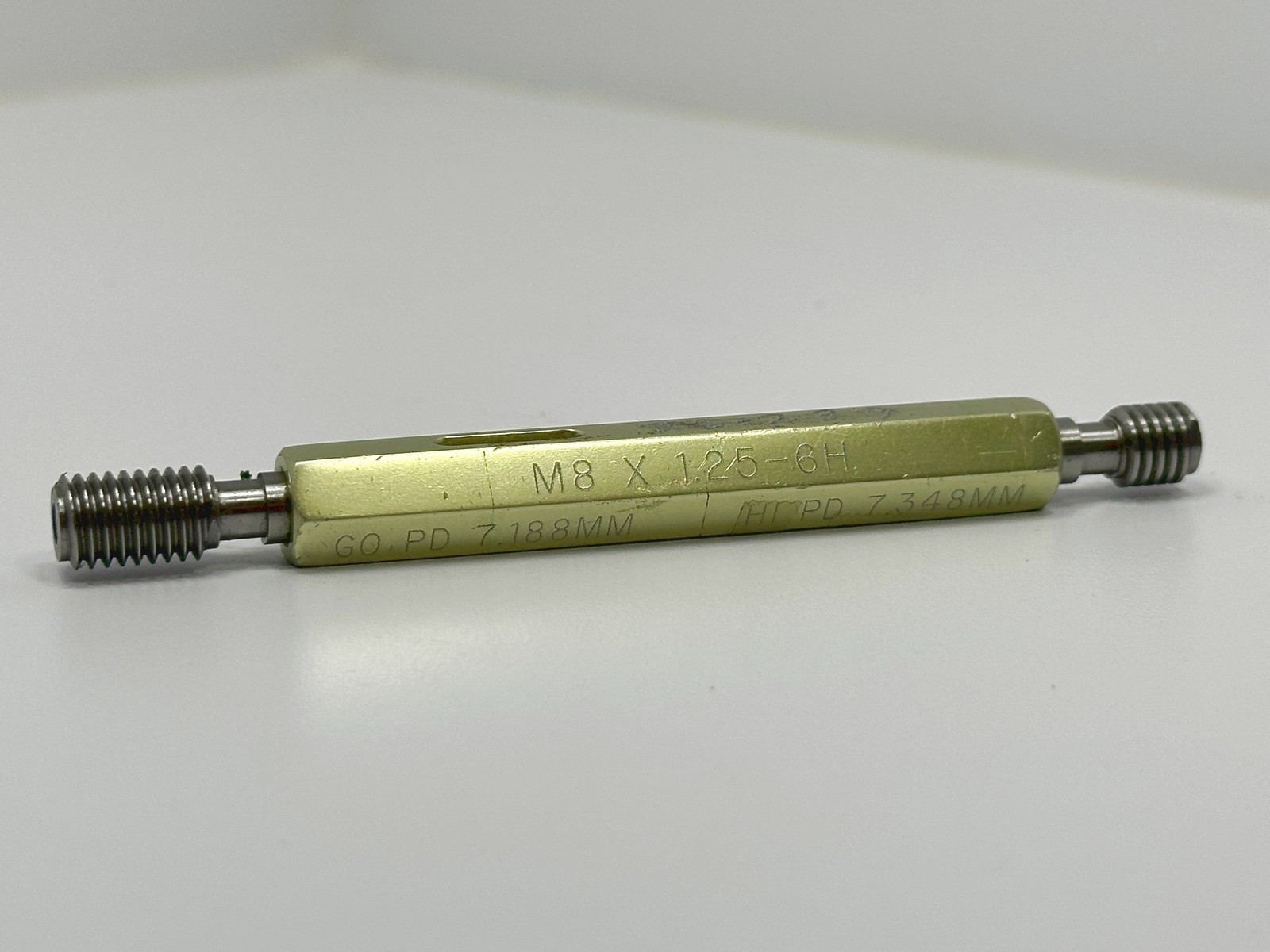GSG M8 x 1.25-6H GO PD 7.188mm NOGO PD 7.348mm Thread Plug Gage Used GSG M8 x 1.25-6H GO PD 7.188mm NOGO PD 7.348mm Thread Plug Gage Used
