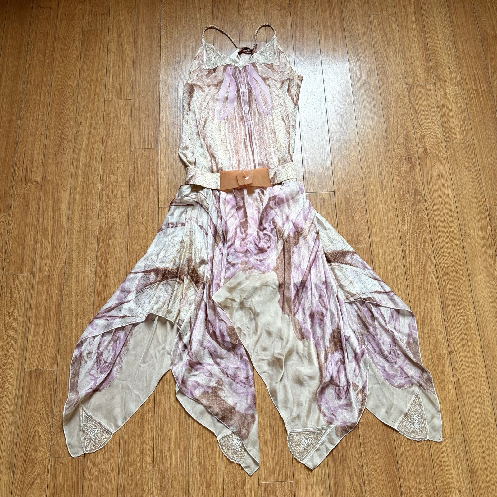 Roberto Cavalli Silk Floral Maxi Dress - SS04 Size M Rare Fairy Archive