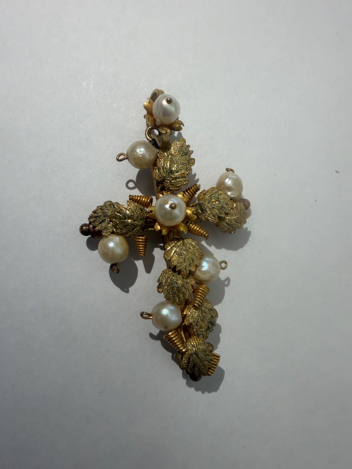 Antique Cross Pendant 14k Gold with pearls Antique Cross Pendant 14k Gold with pearls