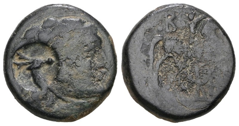 🔥PHILIP III-323-317 BC-15mm/4.36g-F-MACEDON-HERAKLES-HORSE-STAG COUNTERMARK-ATG