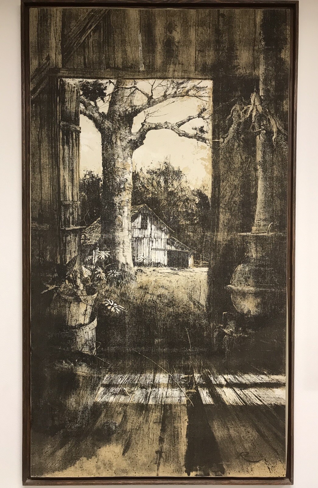 RARE 62” MONUMENTAL MID-CENTURY RON ROESCH SERIGRAPH FRAMED CALIFORNIA ARTIST
