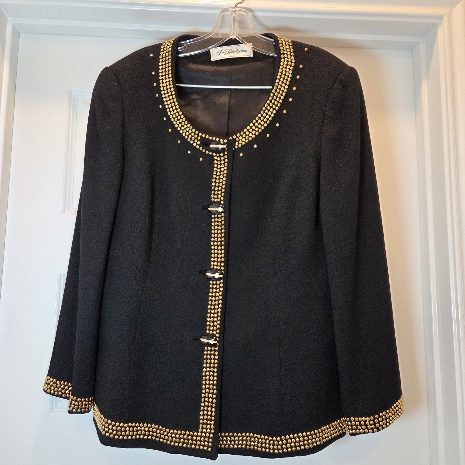 ​Vintage David Hayes Saks Fifth Avenue Pure Wool Studded Evening Jacket Size 12