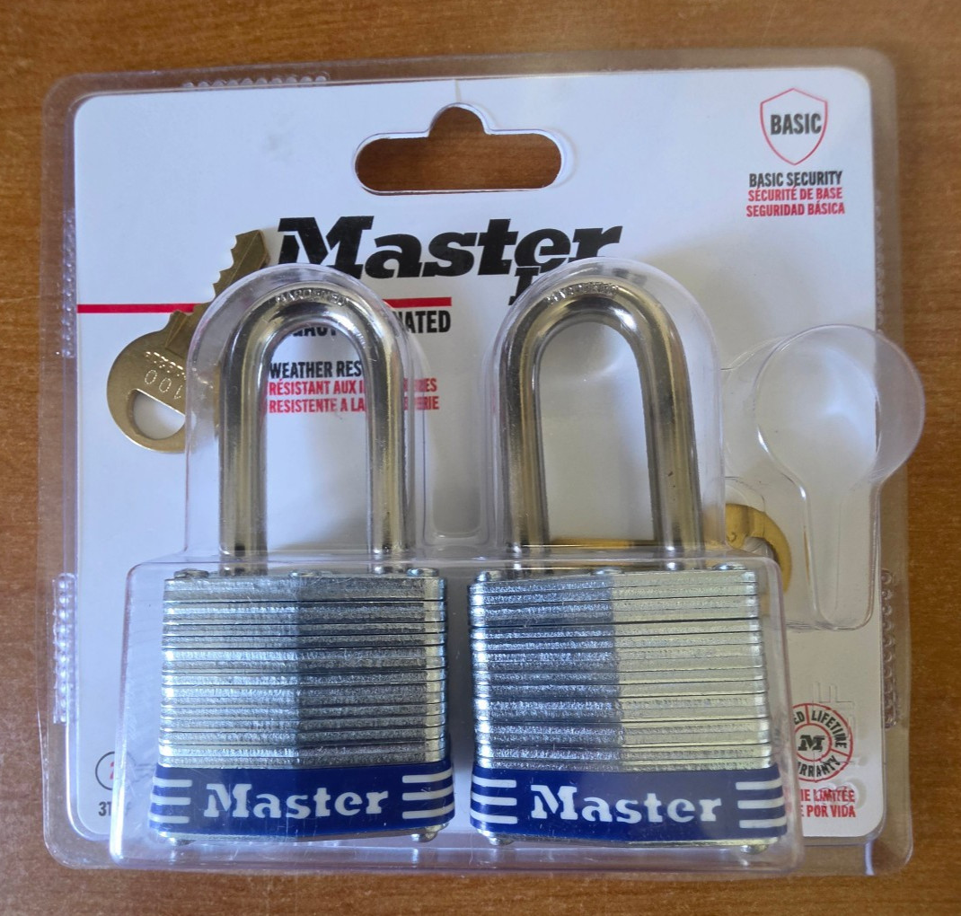 2 Pack Master Lock 3TLF Steel Weather Resistant Keyed Alike Padlock 1 1/2 2 Pack Master Lock 3TLF Steel Weather Resistant Keyed Alike Padlock 1 1/2