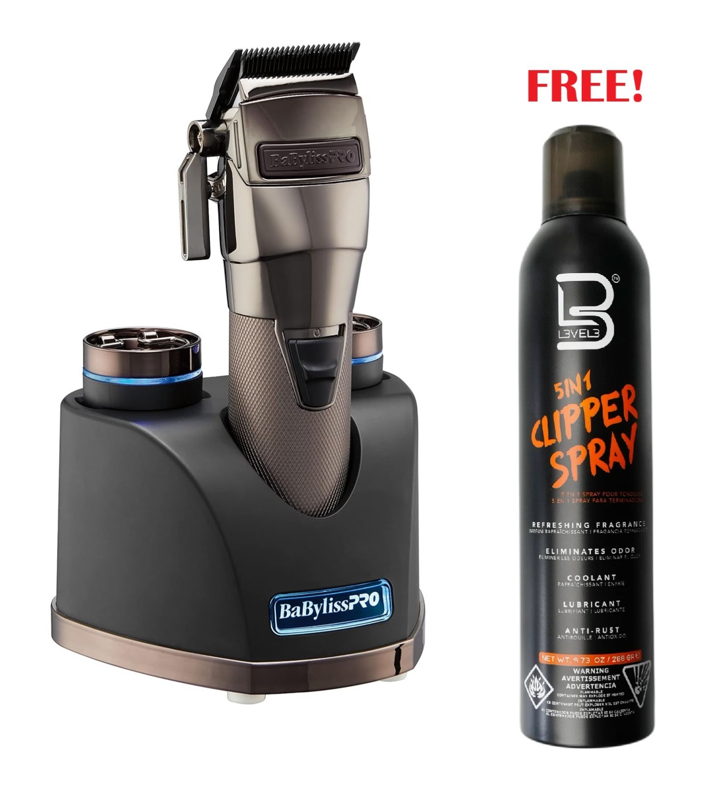BaByliss Pro BLACK SNAPFX Professional Clipper Dual Battery SNAP FX + FREE SPRAY