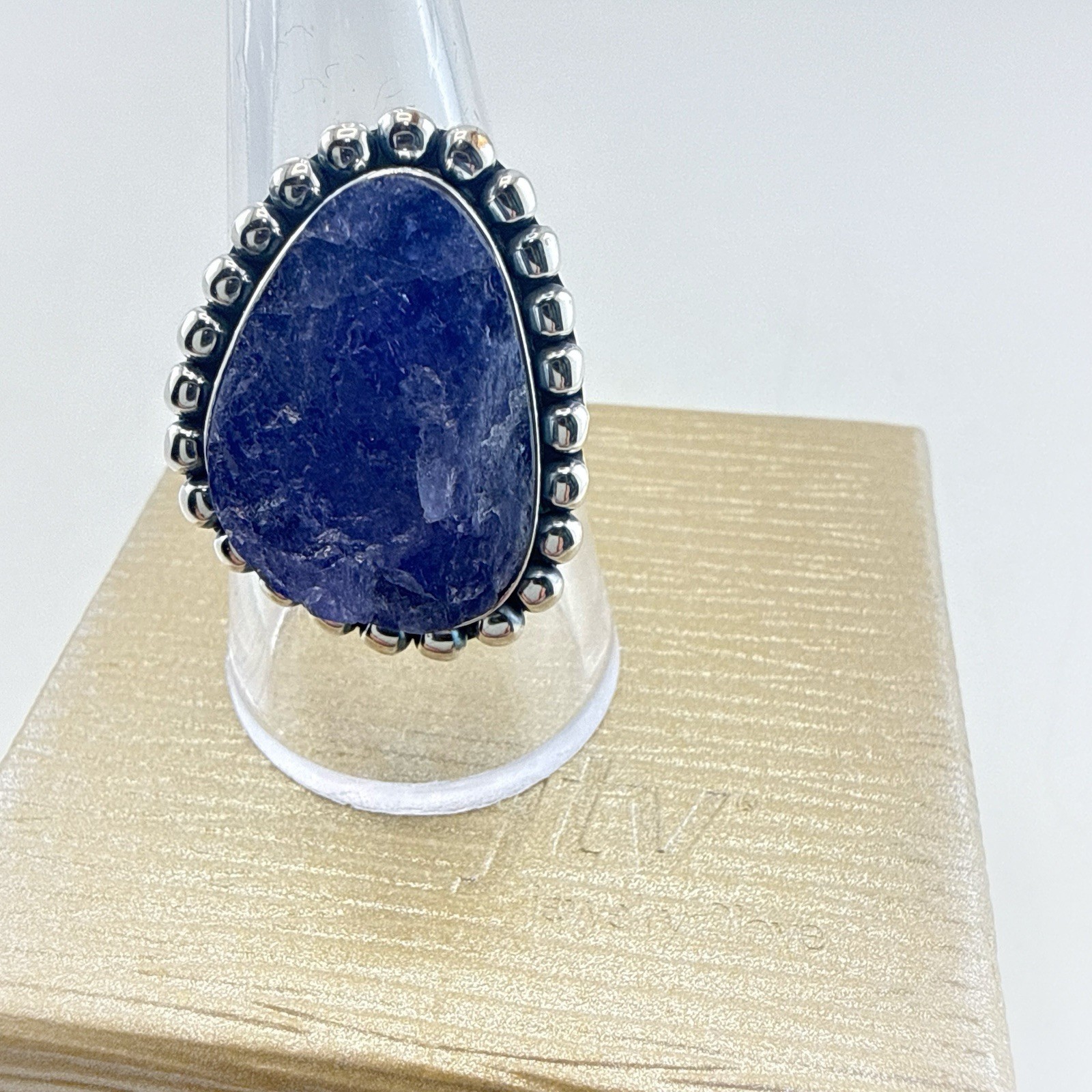 JTV Tanzanite Ring Sterling Silver Purple Free Form Rough Modern 925 Size 9 Arya