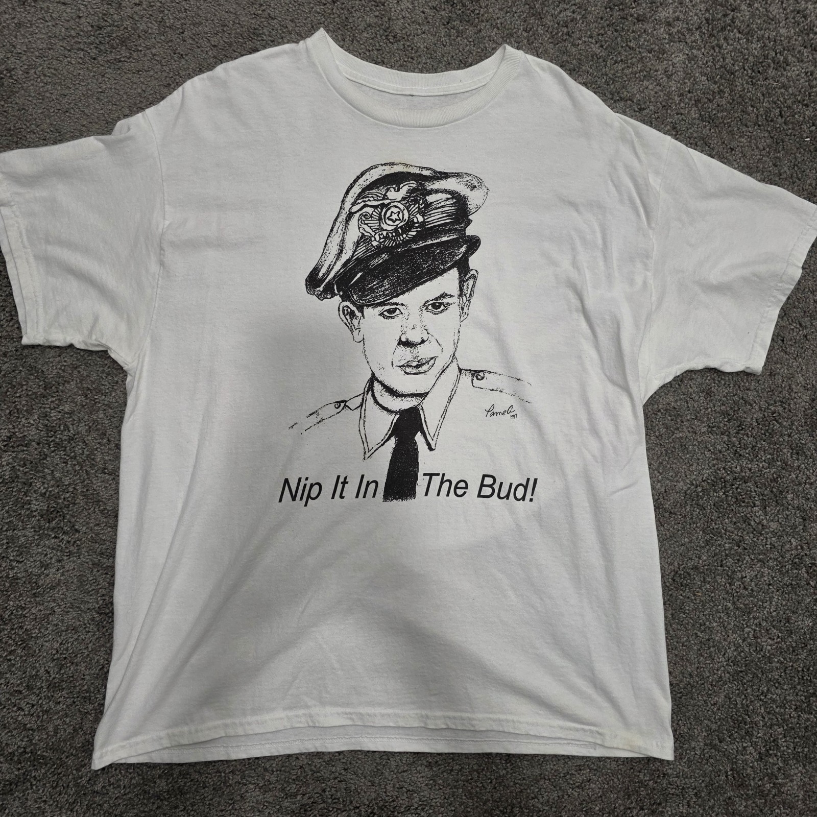 Vintage 1997 The Andy Griffith Show Barney Fife Nip It In The Bud Shirt SZ L Art