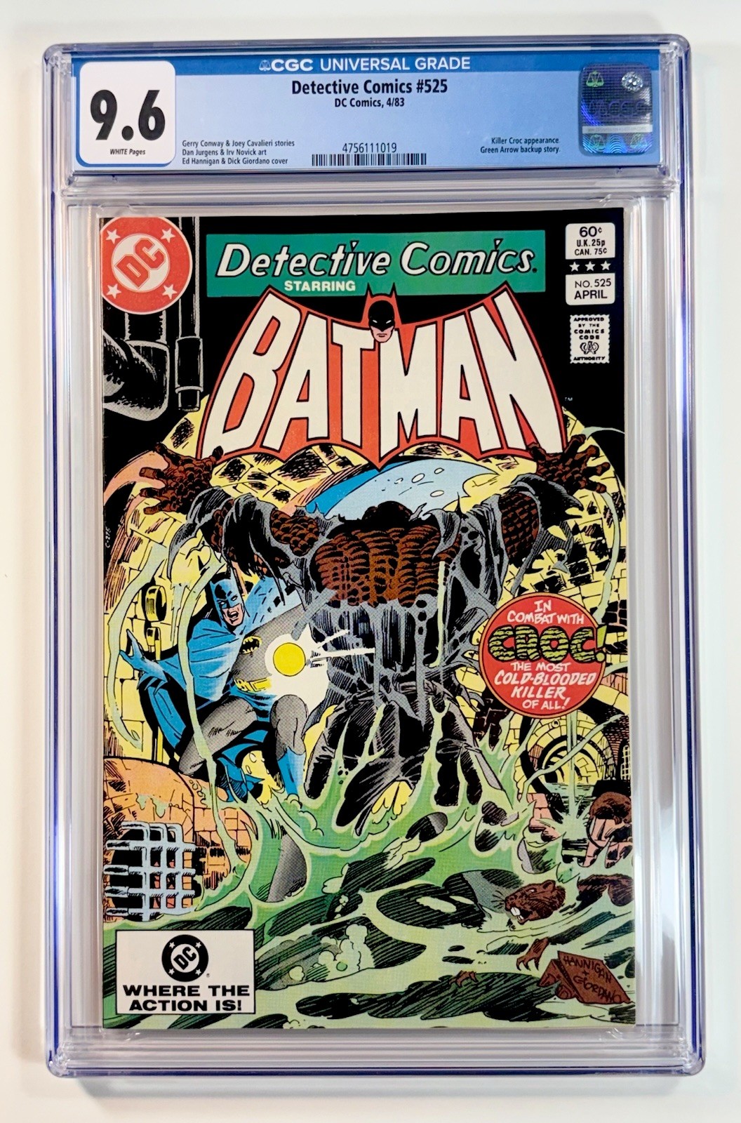DETECTIVE COMICS: Batman #525~CGC 9.6 White Pgs~DC Comics 1983~Early Killer Croc DETECTIVE COMICS: Batman #525~CGC 9.6 White Pgs~DC Comics 1983~Early Killer Croc