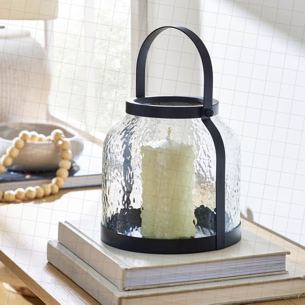 Better Homes & Gardens Black Metal Hammered Glass Candleholder Lantern Better Homes & Gardens Black Metal Hammered Glass Candleholder Lantern
