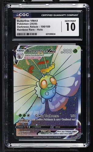 Butterfree VMAX 190/189 CGC 10 ENGLISH Darkness Ablaze Rainbow Rare Holo Pokemon