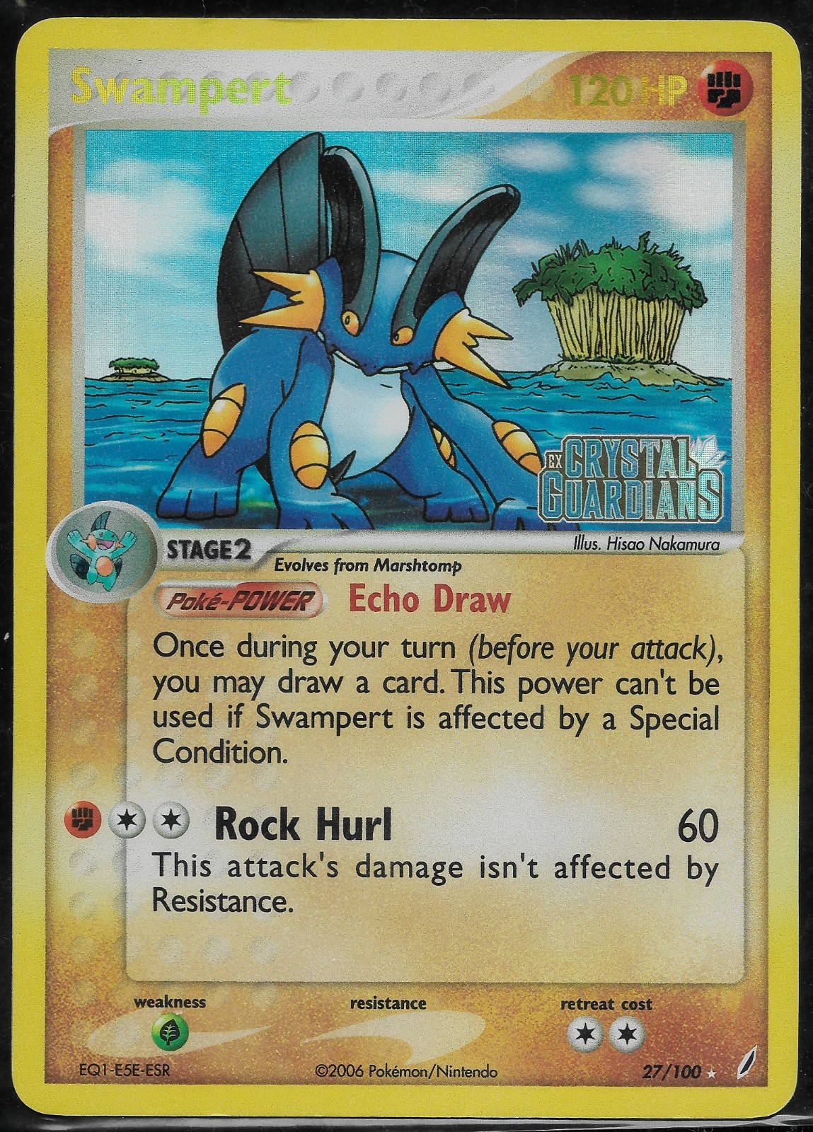 Pokemon TCG Swampert Reverse Holo - EX Crystal Guardians 2006 - 27/100