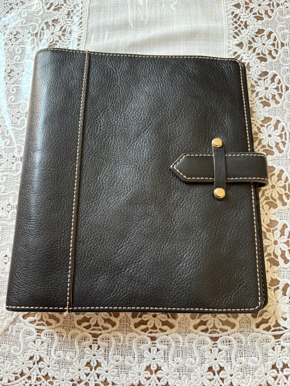 Franklin covey Original Aurora  Full Grain Leather Classic Black New