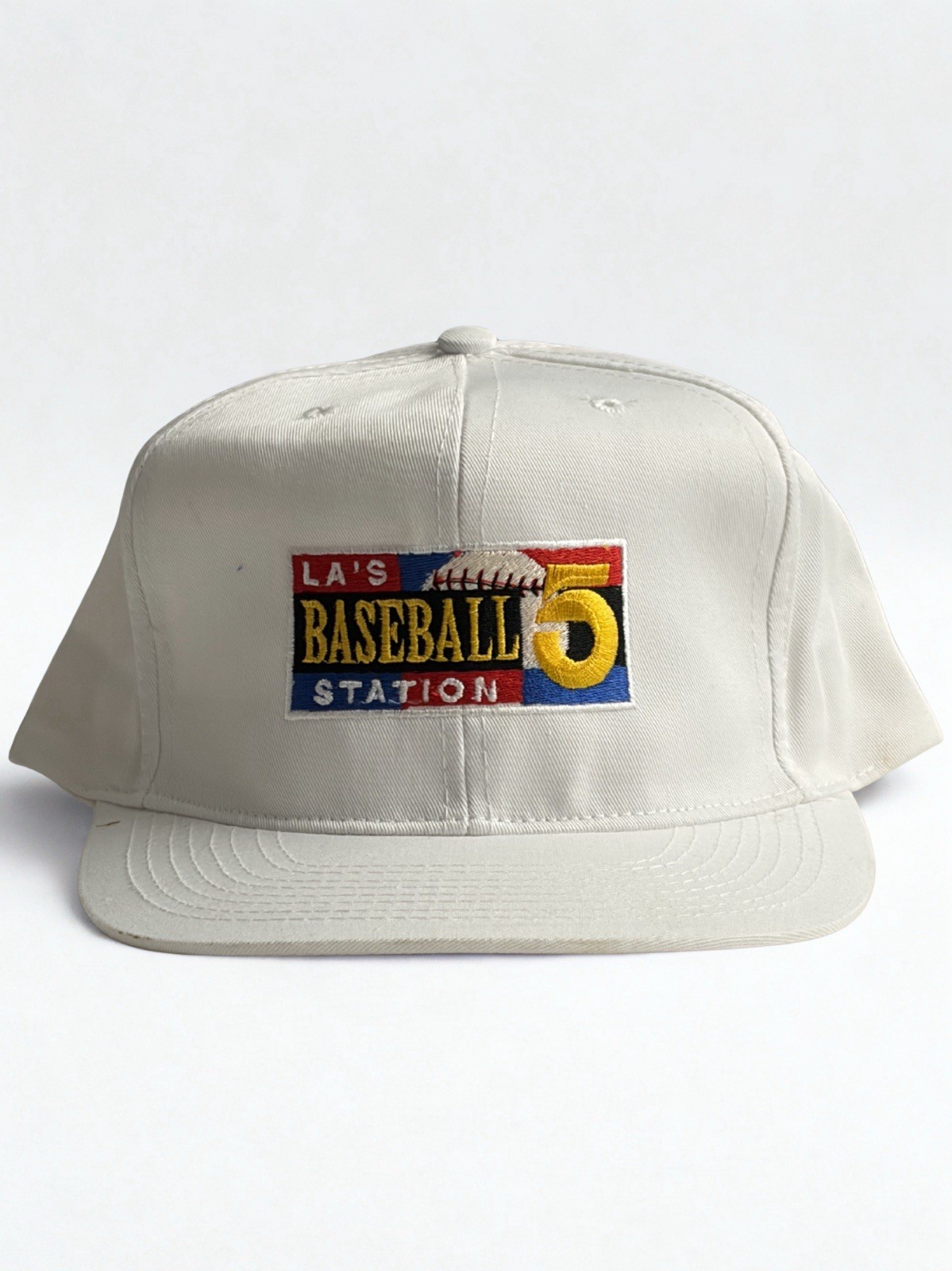 Vintage KTLA 5 LA Baseball Station Snapback Hat Otto White Promo Cap Vintage KTLA 5 LA Baseball Station Snapback Hat Otto White Promo Cap