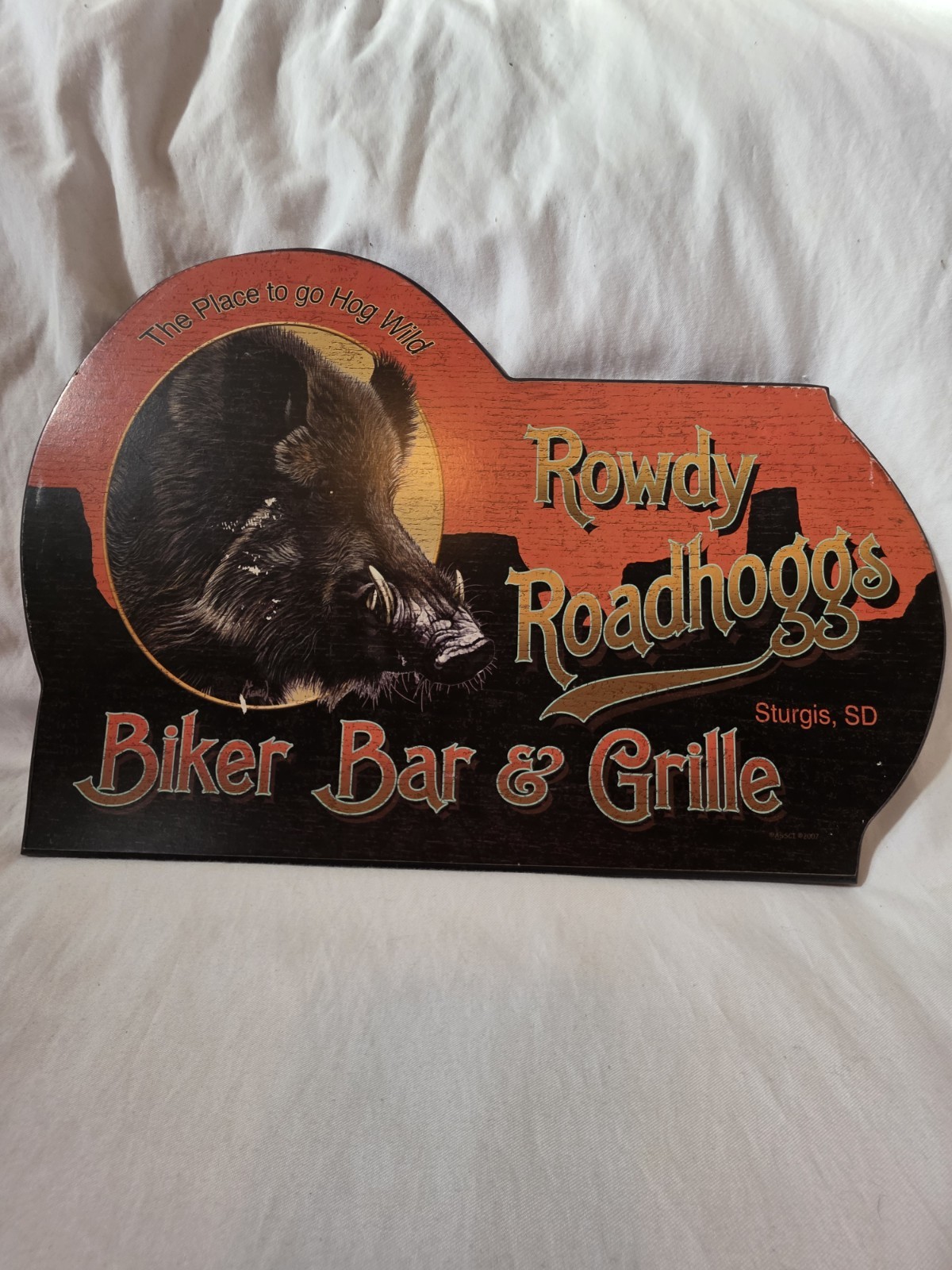 RARE Custom STURGIS sign Advertising Rowdy Roadhoggs Bar & Grille SD, U.S.A 