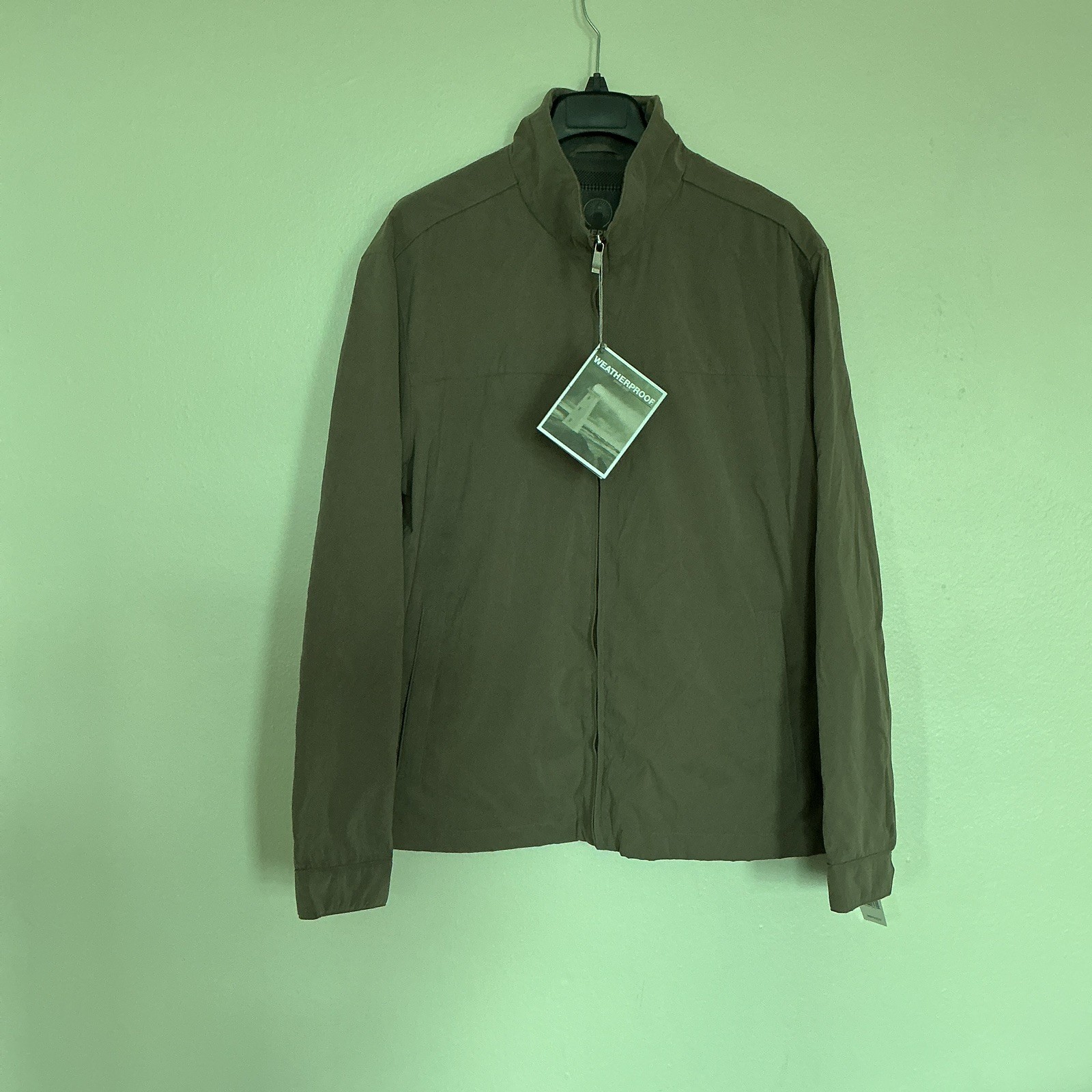 NWT Weatherproof Garment Co Men\'s Microfiber Windbreaker Jacket Willow Tan XL