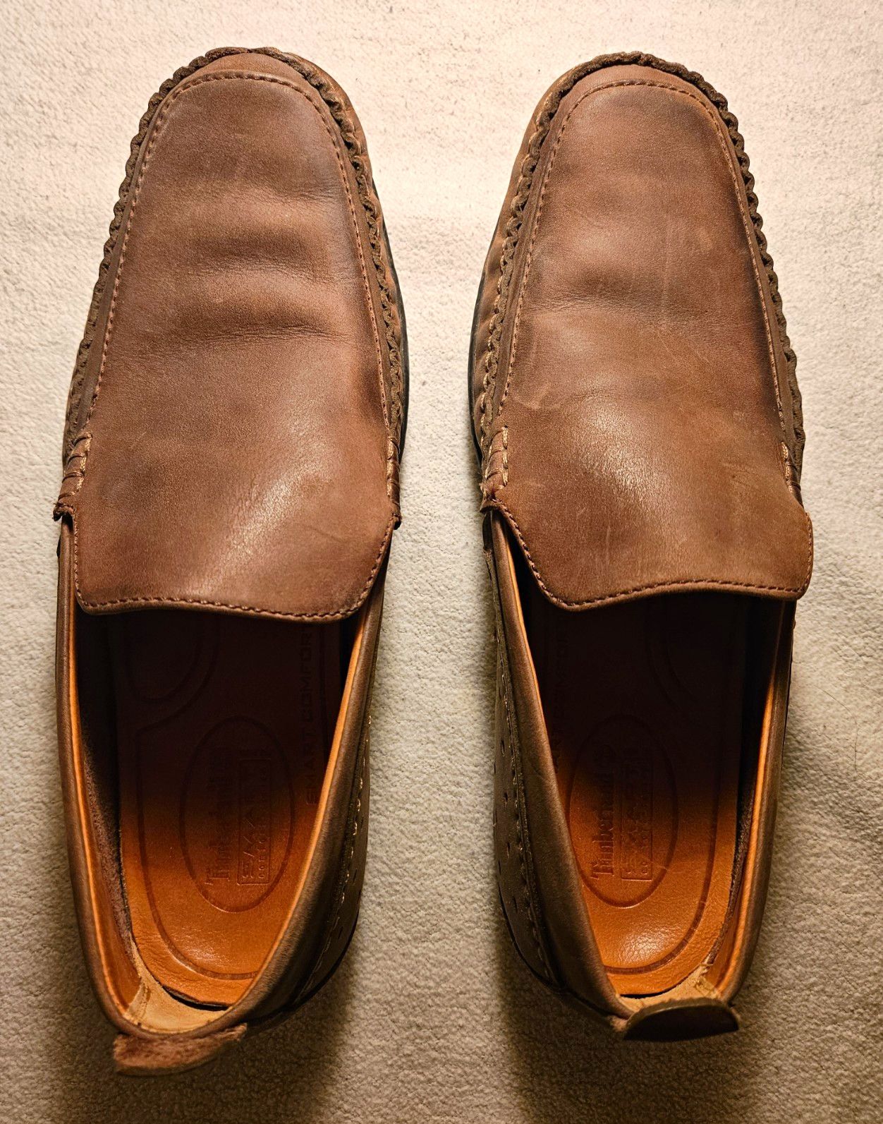 Timberland Men\'s Smart Comfort Brown Leather Driving Moc Loafer Sz 10.5M Pre-Own Timberland Men\'s Smart Comfort Brown Leather Driving Moc Loafer Sz 10.5M Pre-Own
