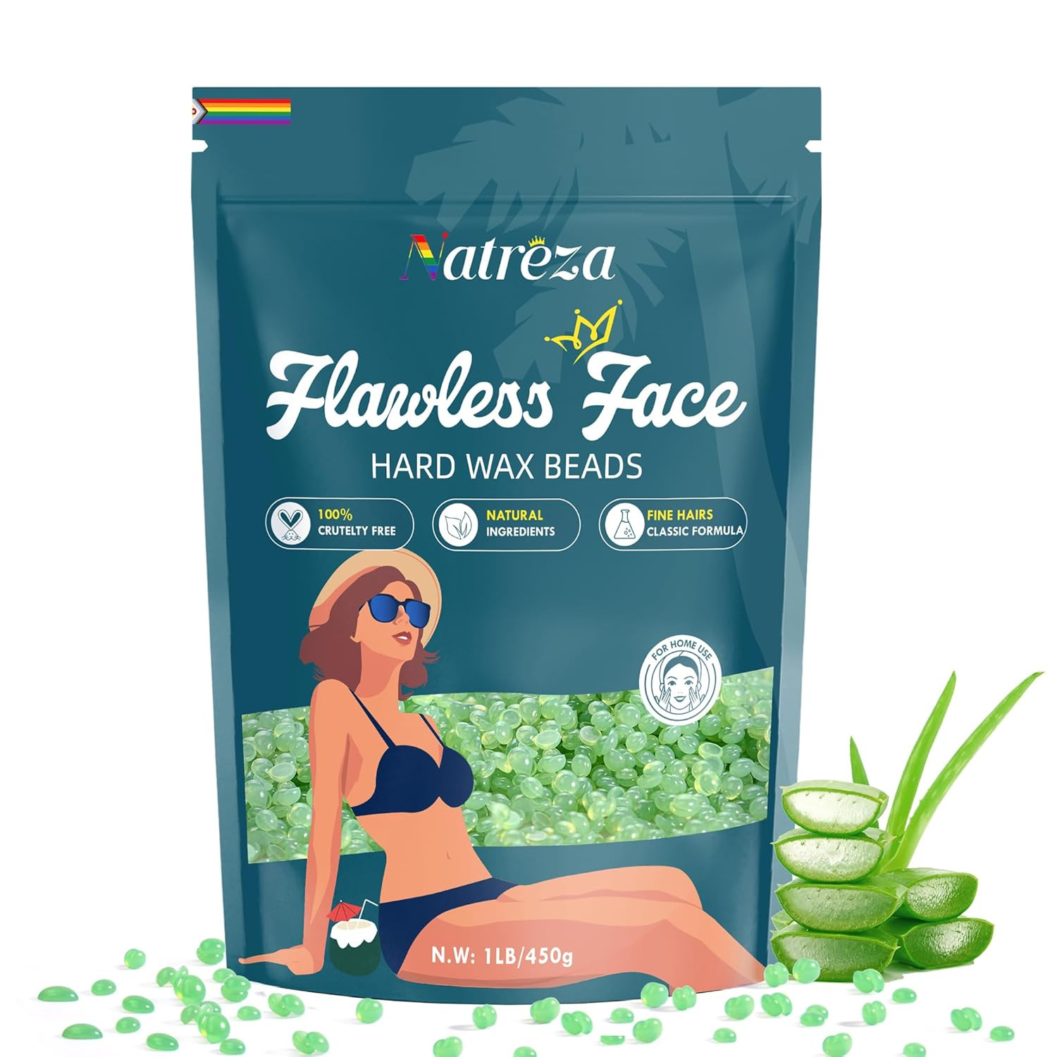 Hard Wax Beads for Hair Removal, 1Lb Hard Wax for Sensitive Skin with Aloe Vera