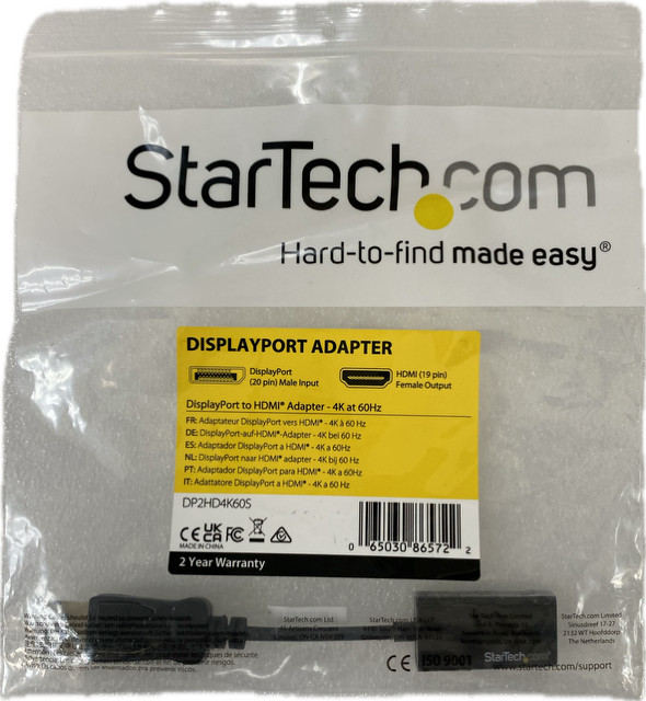 StarTech.com - DP2HD4K60S - DisplayPort UHD 4K 60Hz to HDMI Adapter Converter