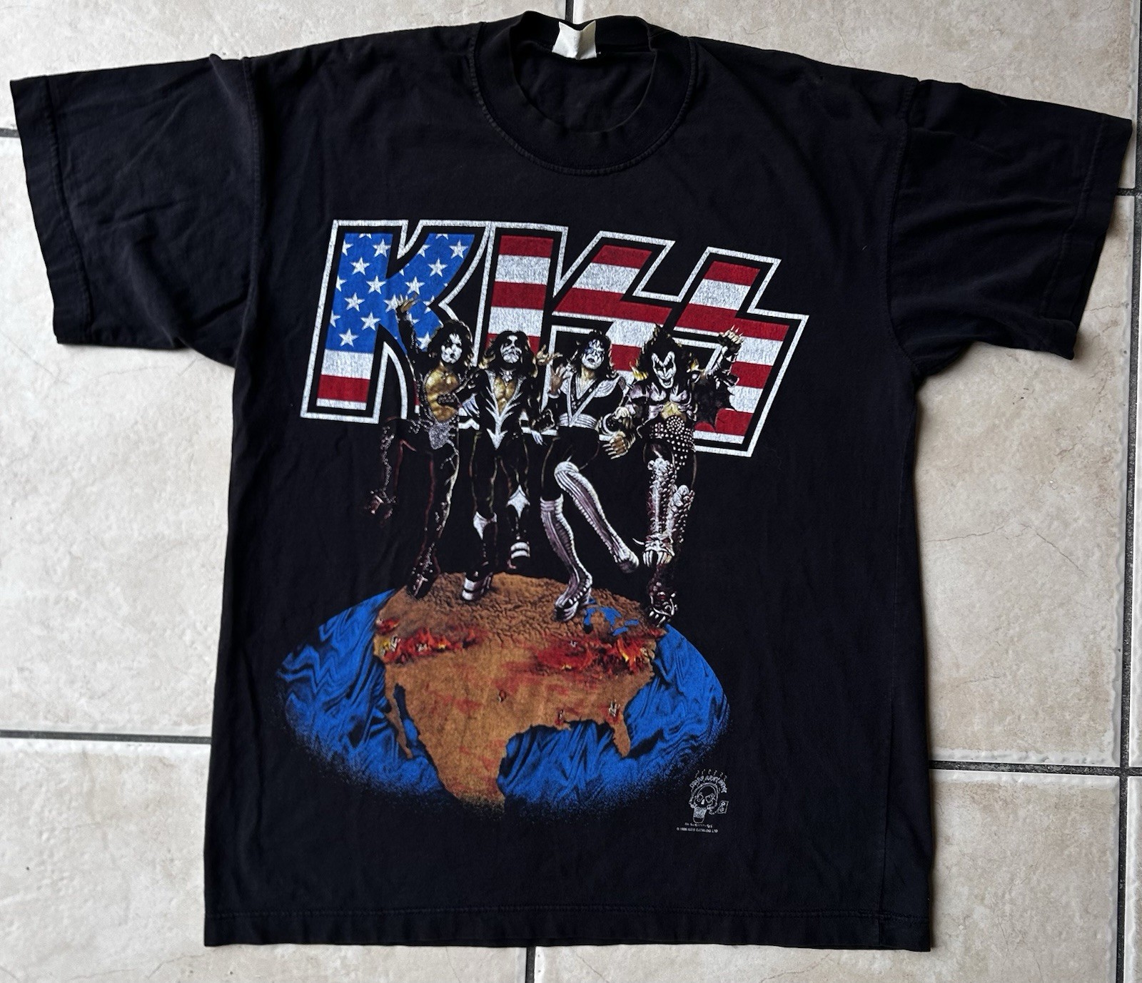 Vtg 1996 KISS Alive Worldwide Tour T Shirt Anvil Euro Czech Kiss Catalog L RARE